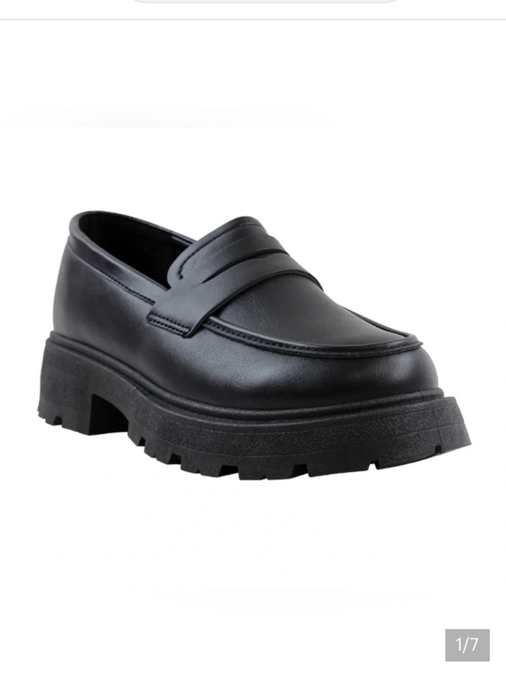 Serra Black Lug-Sole Penny Loafers